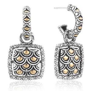 John Hardy Two-Tone Naga Square Hoop Earrings - Rare Find